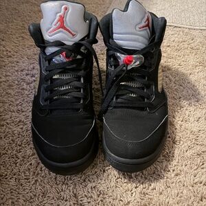 Jordan Black and Gray Sneakers with Red Accents